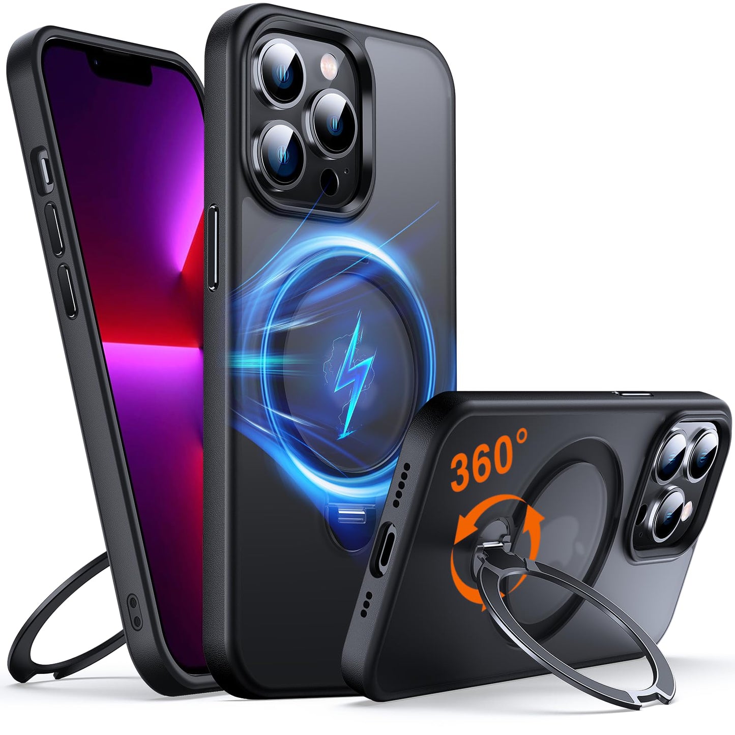 Chicfun 360 O-Ring Magstander For Iphone 13 Pro Case With Magnetic Kickstand Ring Holder [Compatible With Magsafe][360Rotate Sta