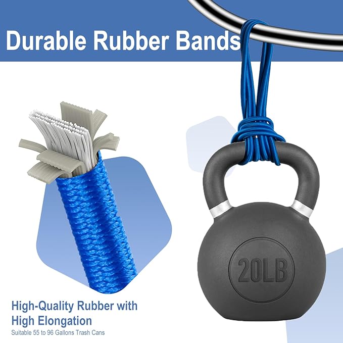 Trash Can Rubber Bands Large Fit 55, 65, 95, 96 Gallon Garbage Cans, Giant Heavy Duty Rubber Bands, Big Elastic Trash Bin Band Durable Thick for Kitchen Yard Keep Trash Bag in Place, Set of 3