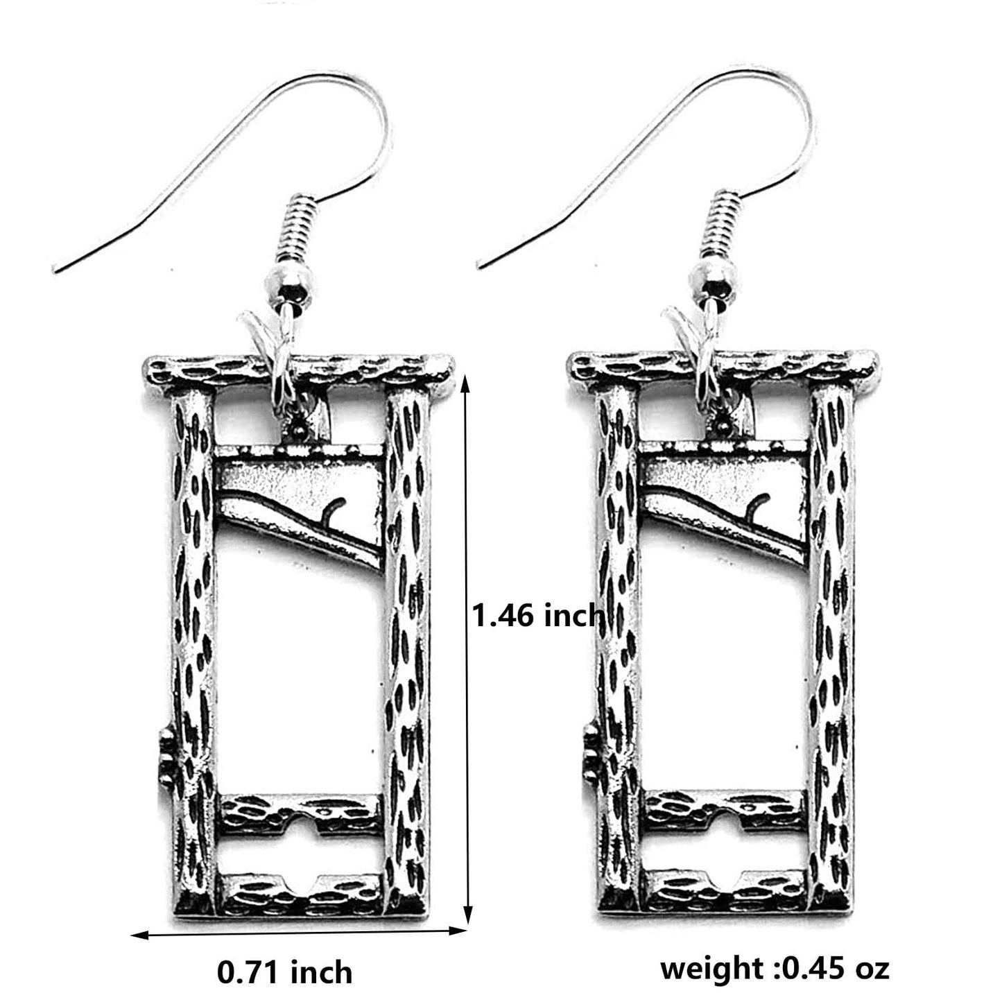 Gothic Silver Guillotine Earrings for Women Guillotine Dangle Earrings Hip Hop Rock Cosplay Party Cool Earrings Jewelry(Silver)
