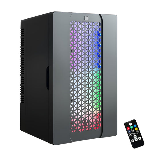 Mini Fridge, iceBlue 24 Display Modes Adjustable LED Light Gaming Mini Fridge, 10 Liter /4 Bottles Wine Fridge, Wine Cooler, Skincare Fridge with Remote Control for Bedroom, Office, Dorm, Gift - Black