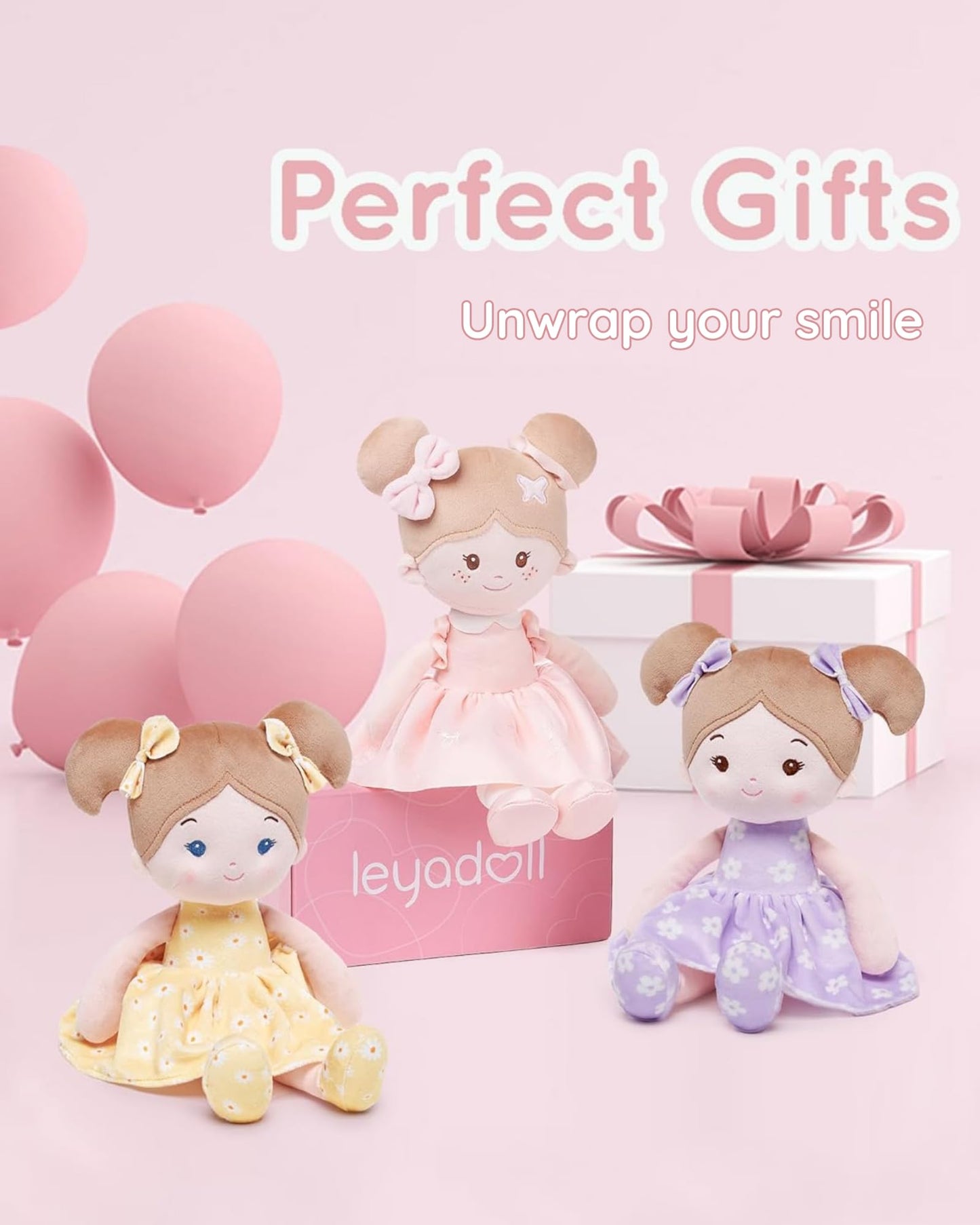 LeyaDoll Soft Baby Doll Toys (12''), My First Baby Rag Doll for 1 Year-Old Girl Birthday Gift, Christmas Plush Toys Gift for Toddler Kids Infants -Daisy Girl