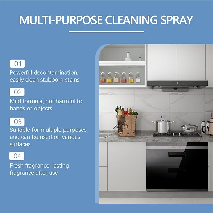 Grease Cleaner, Degreaser Spray, Heavy Duty Kitchen Grime Remover with Fast Action Formula, Cleaning Solution with Easy Spray Nozzle, Household Cleaner for Window Glass Bathroom Toilet Furniture