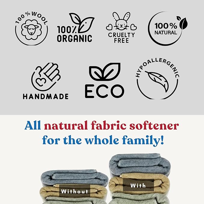 Wool Dryer Balls Organic Premium | 6 Balls XL, Ethically & Humanely Made, Natural Fabric Softener, Laundry Dryer Balls Reusable, Wrinkle Release, Organic Fabric Softener Ball, Say No! to Dryer Sheets