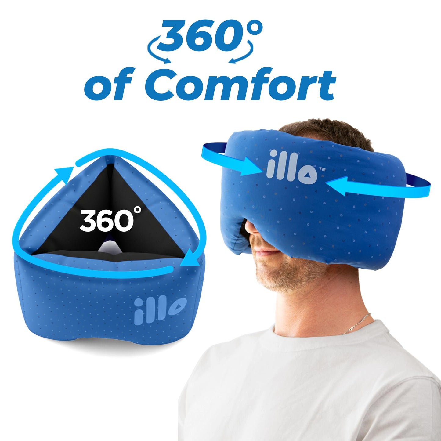 illo Wearable Pillow Sleep Mask | Soft Mulberry Silk Blackout Sleeping & Napping Eye Mask | Best for Home Bed, Work, Camping, Airplane, Side Sleeper | Reversible as Travel Neck Pillow | Women & Men