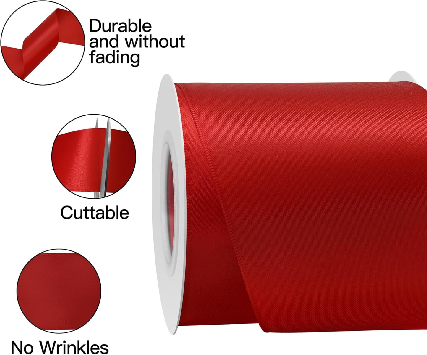 Red Satin Ribbon 3 Inch X 15 Yards Solid Color Double Faced Ribbons Perfect for Crafts Wedding Decor Bow Making Arts Sewing and More