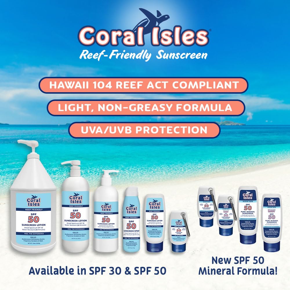 Coral Isles SPF 30 Sunscreen Spray - Hawaii Compliant as Reef Safe - Oxybenzone & Octinoxate Free - Broad Spectrum - Water Resis