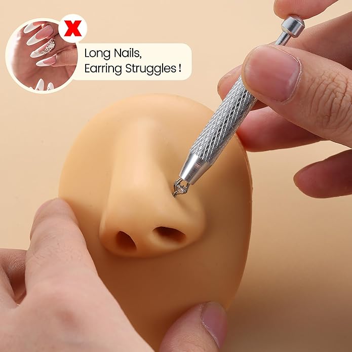 Piercing Taper Ball Grabber Tool for Changing Jewelry - 14G 16G 18G 20G Stainless Steel Flat Back Earrings Applicator Tool Threadless Insertion Pin Thread Body Piercing Kit for Ear Nose Lip