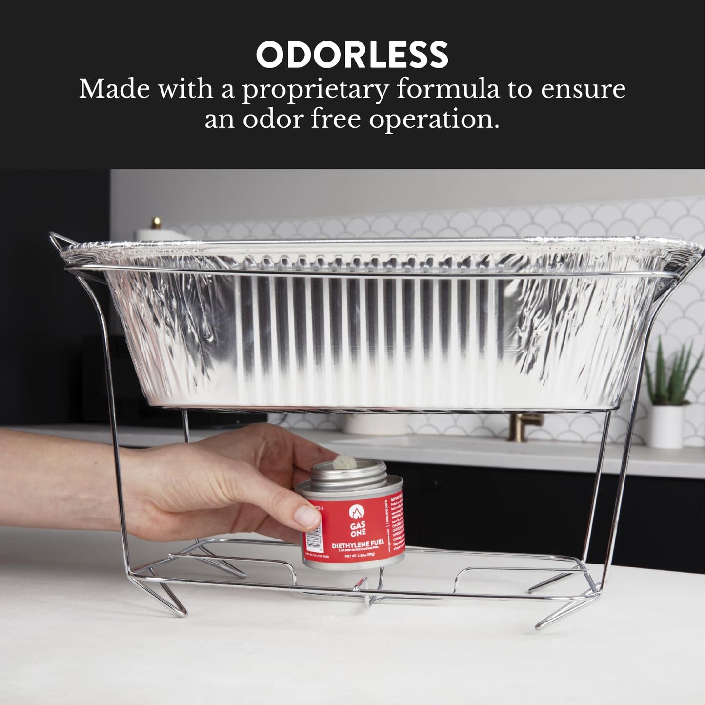 GasOne 2+ Hour Chafing Fuel - Food Warmer for Chafing Dish Buffet Set - Liquid Safe Fuel with Wick & Lid Opener for Chafing Dish (Pack of 12)