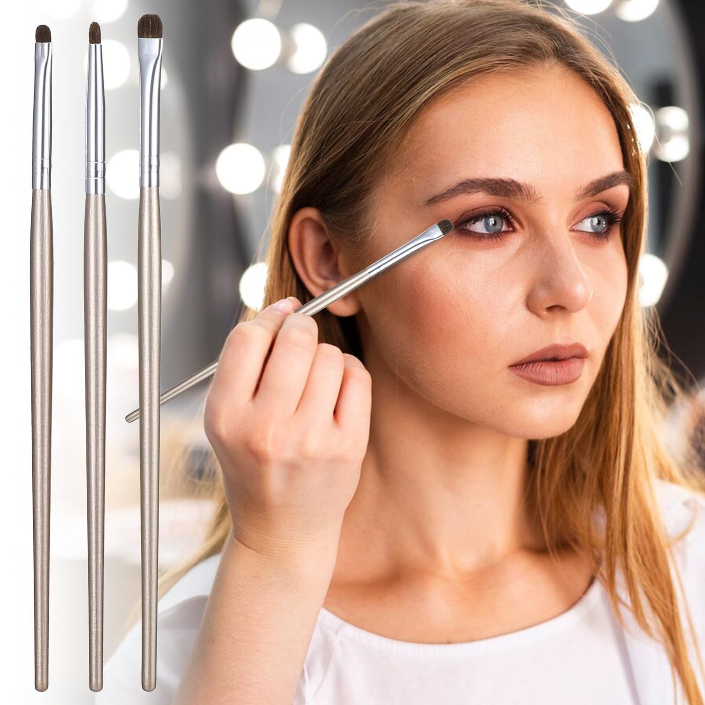 3 Pcs Eyeliner Smudge Brush Flat Eyeliner Brush for Eyeshadow Brushes Mini Eyeliners Brushes Fit Powder Gel Cream Liquid Conceal