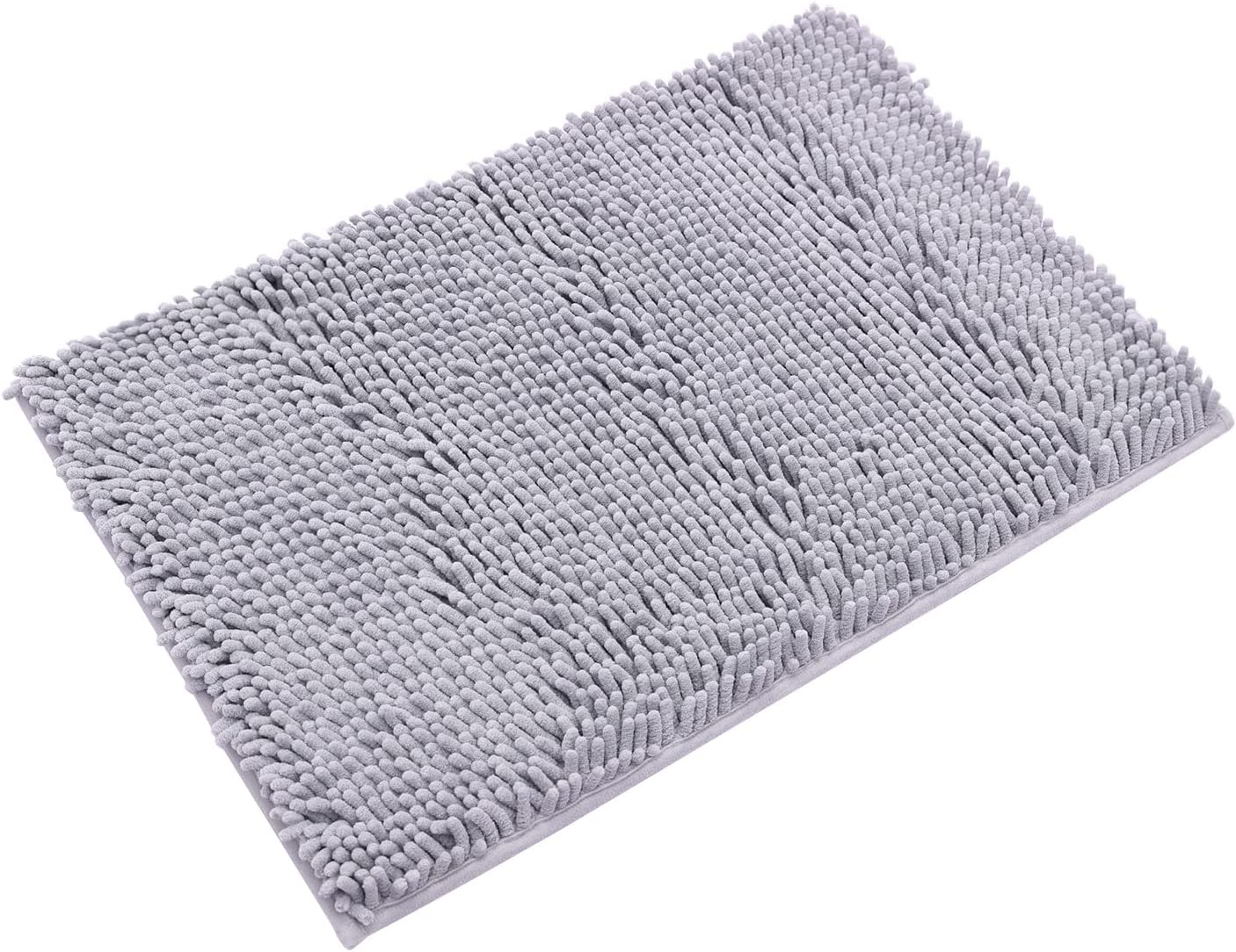 Non-Slip Bath Rug,Extra Soft Microfiber Bedroom Shag Carpet with Anti-Slip Backing,Water/Dust Absorbent Fast Dry Shower Mat,Sound Insulated Stairs Pad,Machine Washable (Grey,19 x 31 Inches)
