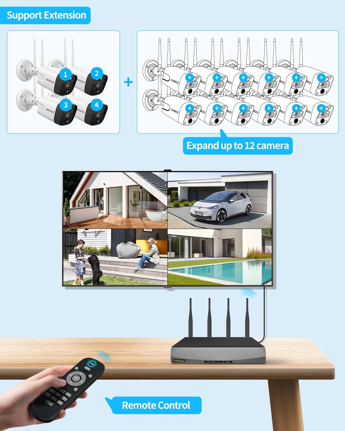 (2026 New) 5MP Wireless Security Camera System, 10CH NVR with 4 Outdoor WiFi Cameras & 1TB HDD, Dual Band 2.4/5.8GHz, 55% Longer Range, 130° Wide Angle, 2-Way Audio, Free App, No Monthly Fee