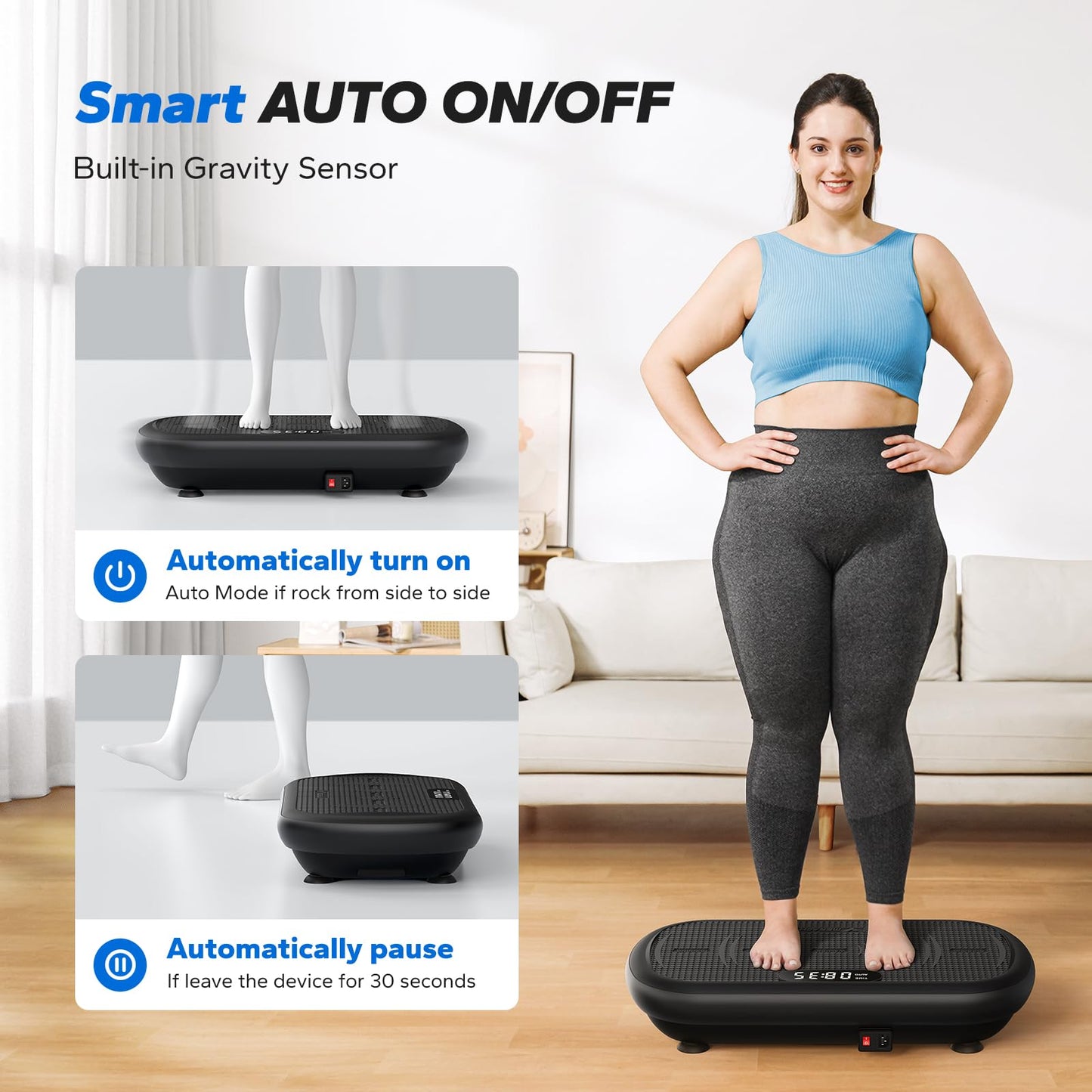 MERACH Vibration Plate Exercise Machine, Vibration Plate 440 Lbs Capacity, Bluetooth and Silicone Pedal, Stimulate Deep Fat, Vibration Plate for Lymphatic Drainage, Vibrating for Weight Loss (Black)