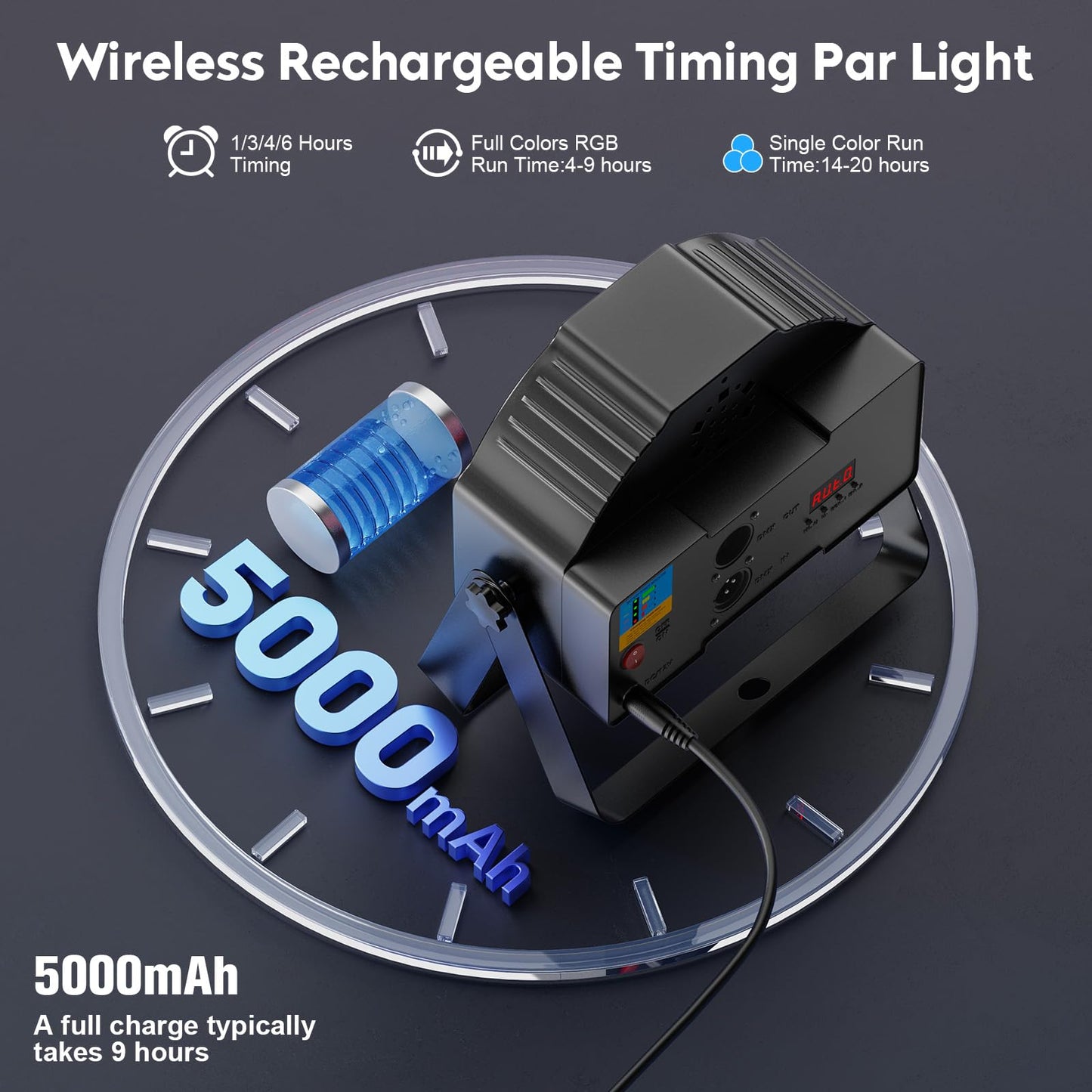 Zemoj 2Pcs 36 Led Par Light, 36W Rechargeable Stage Lights Rgb Dmx Remote Control Battery Powered Uplights For Events Wedding Dj
