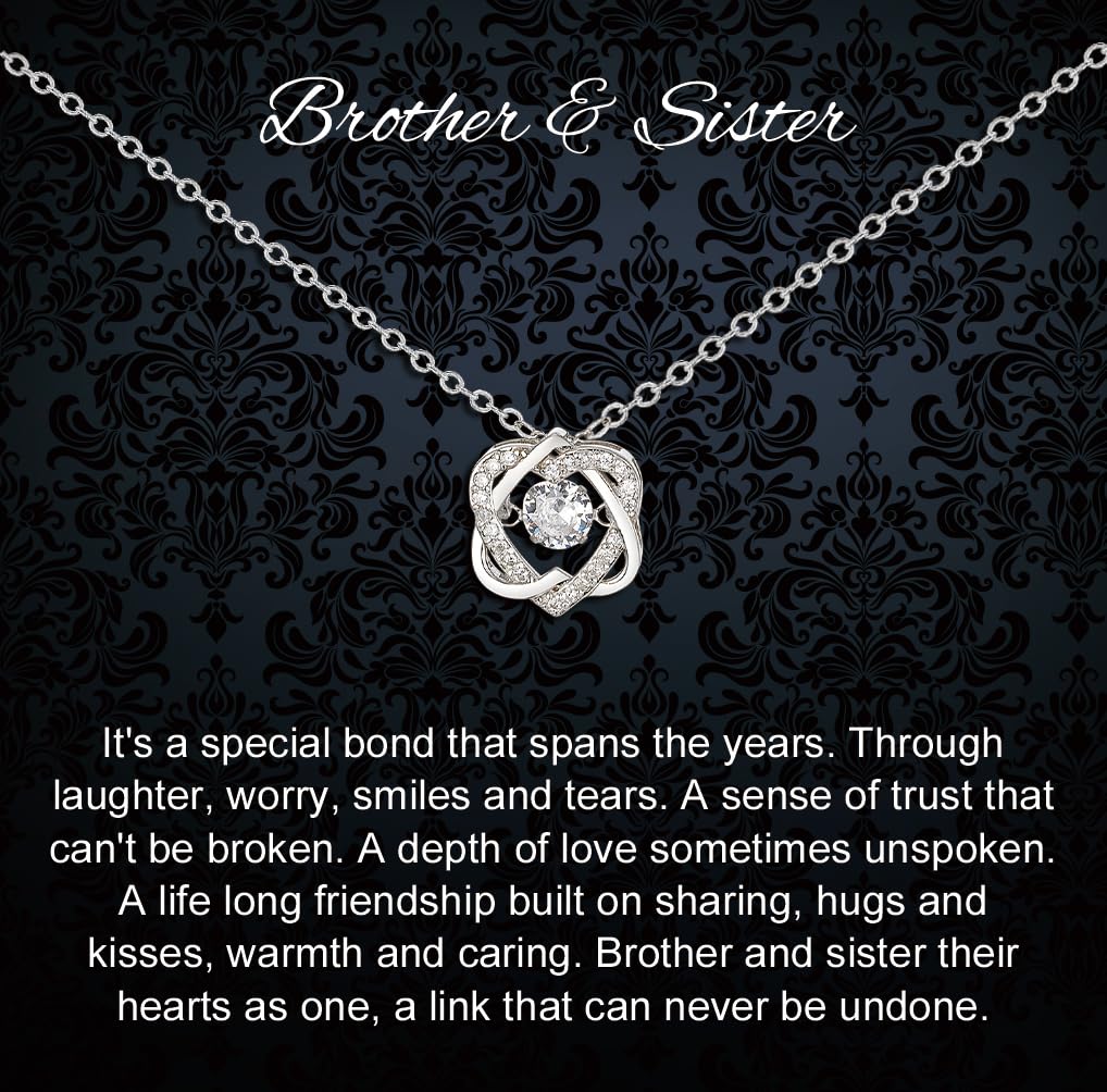 NOURISHLOV Brother and Sister Gifts, Sterling Silver Two Interlocking Infinity Heart Necklace, Gift for Sister Birthday Gifts From Brother To Christmas Gift for Little Big Sisters