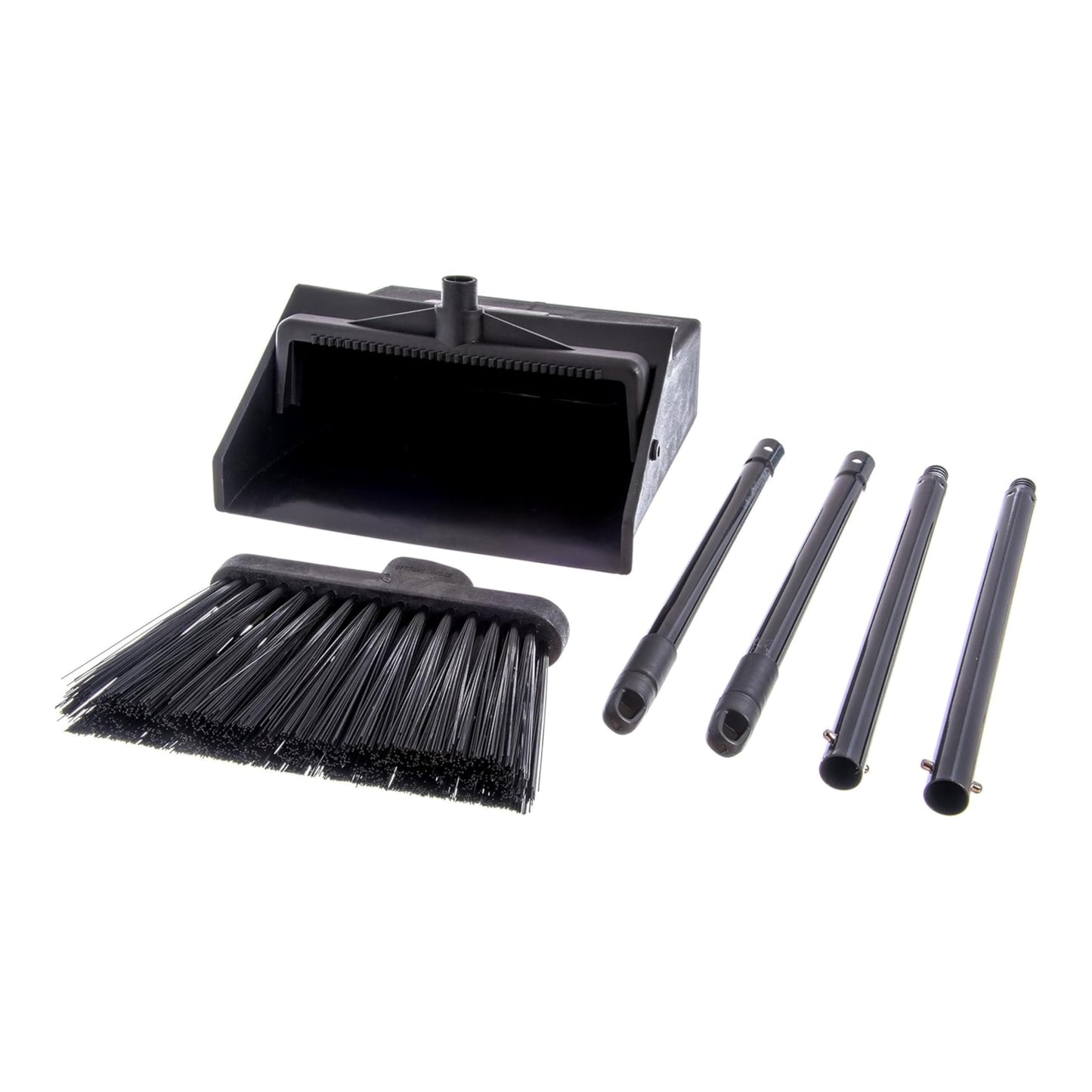 SPARTA Duo-Pan Upright Dust Pan and Broom Set, Essential Cleaning Tools for Home and Commercial Use, 36" Handle, 1 Count, Black