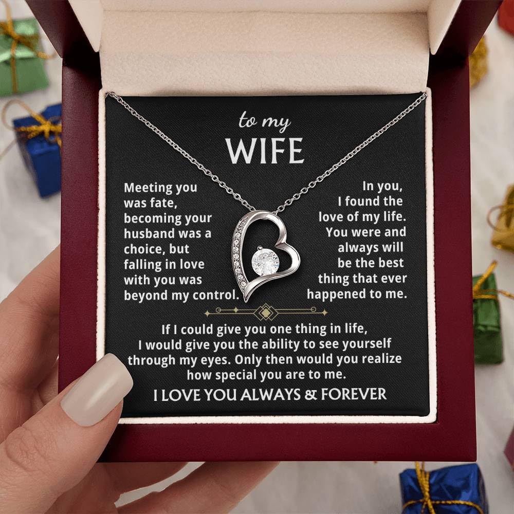 Momavo Jewelry To My Wife - the best thing that ever happened to me ,Forever Love Necklace , Gift For Wife, Gift for her, Romantic Gifts , Soulmate , Christmas Birthday Gift, Valentine Gift (Luxury Box w/ LED LIGHT, BEST THING - BLACK BG - 14k White Gold