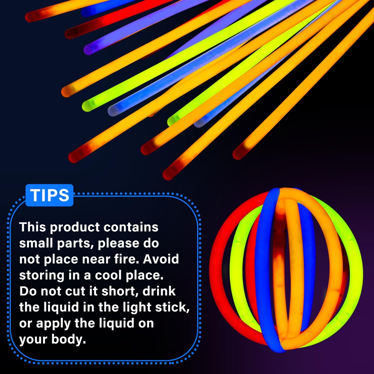 JellyArch 100 Set Halloween Glow Sticks Bulk Party Favors for Trick or Treat Glow in Dark Party Supplies Light Up Sticks with Cards for Halloween Decoration Goodie Bag Filler Basket Stuffers