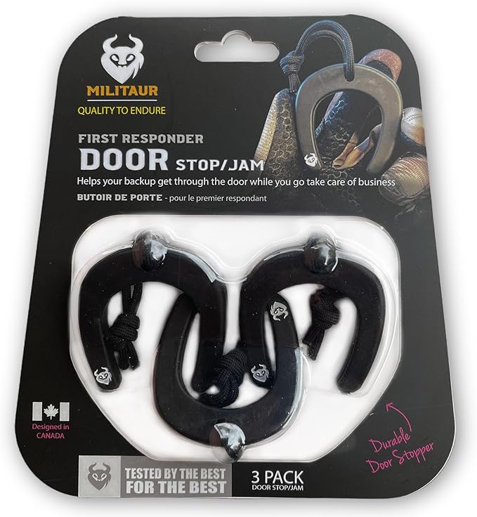 Militaur First Responder Door Stop Black (3 Pack) – Molle Compatible, Tactical Door Jam for Police, EMS, Firefighters