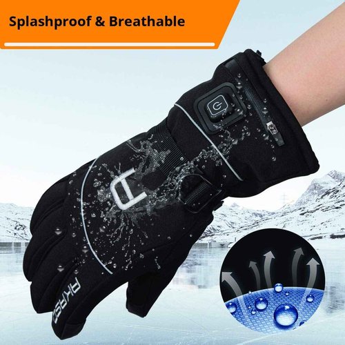AKASO Heated Gloves for Men Women, Electric Heated Ski Gloves with 3 Heating Modes, Thermal Insulation Winter with Rechargeable Battery-Overheating Protection- Best Gift (Black, X-Large)