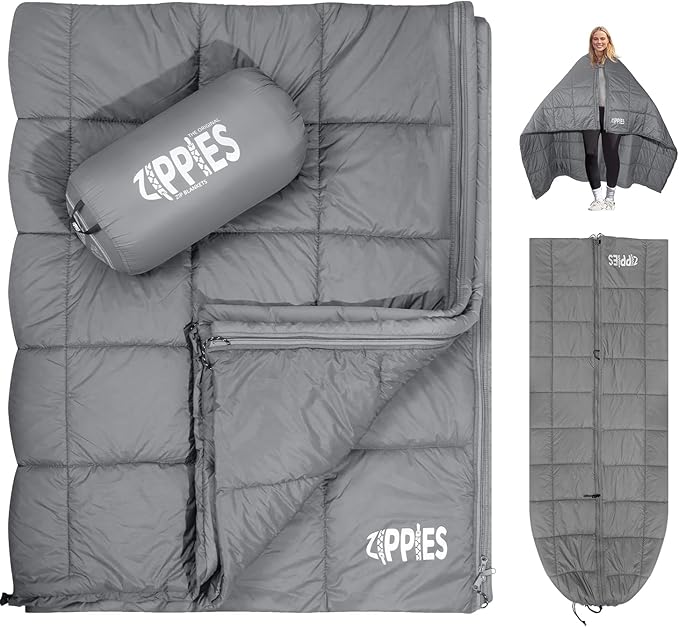 ZIPPIES 3M Thinsulate Insulation Puffy Camping Blanket for Cold Weather, Queen Size Warm Camping Quilt with Zipper, Waterp...