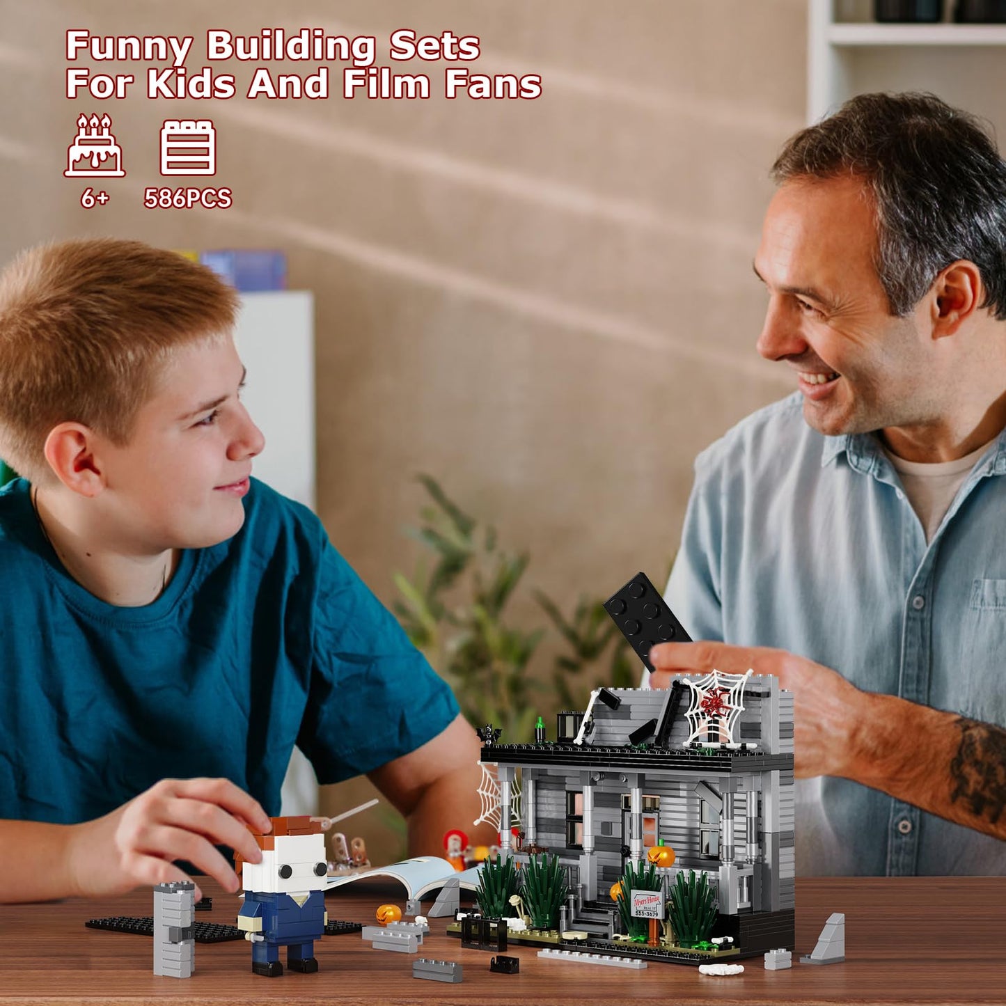 Horror Movie Halloween- Figure & House Building Blocks Kits, Collectible Decoration Building Toy, Present for Friends and Fans, Creative Stable Collectible Building Toy(586 Pieces)