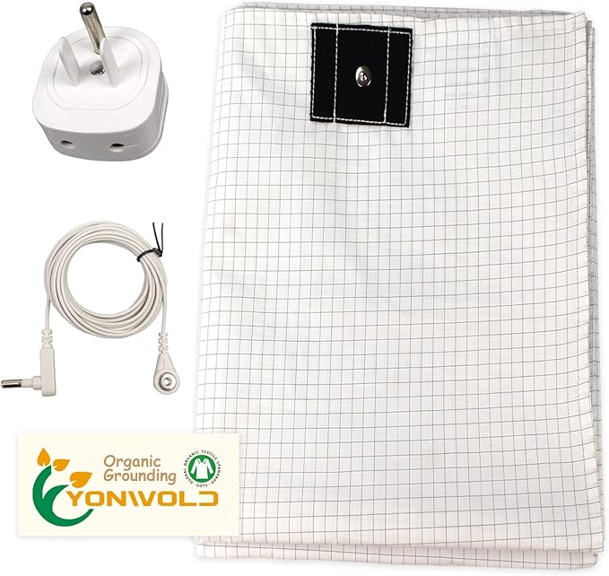 Yonwold Organic Grounding Sheet 10% Silver Queen for Bed Sleeping Therapy with Safest Ground Adapter and Connection Cord 60x80 INCH