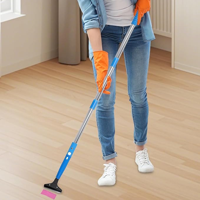 Wall Scraper, Heavy Duty Telescopic Squeegee Tool, Painting Cleaner, Multi-Purpose Scraper with Extendable Handle, Professional Cleaning Accessory for Flooring Tile Grout Garage Garden Drywall