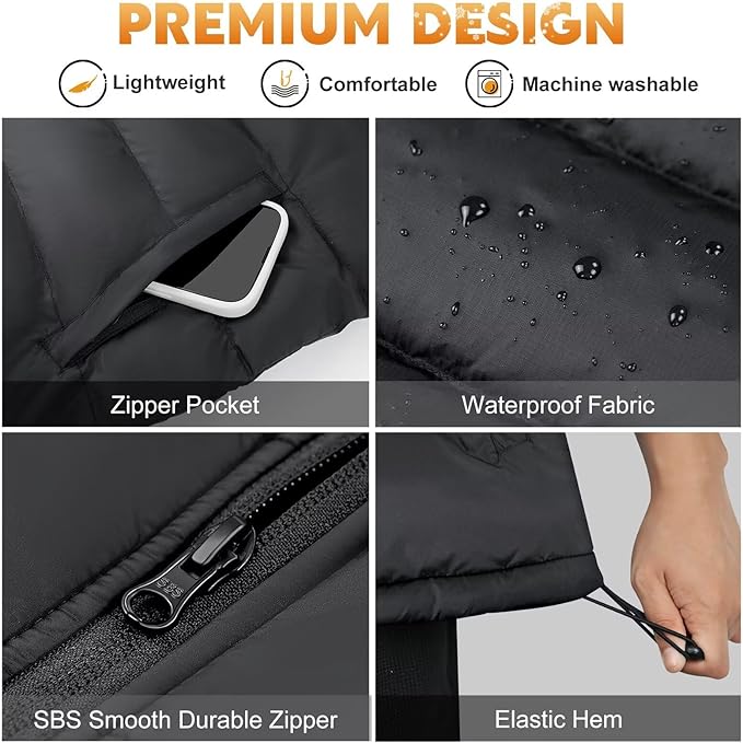 KOVNLO Heated Vest for Men With Battery Pack Included, Smart Controller with Lights-out Design, Electric Heated Jackets