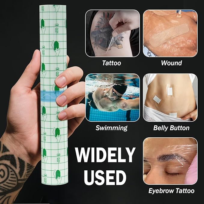 Second Skin Tattoo Cover Tattoo Aftercare Bandage Transparent and Waterproof for Medium and Large Tattoos Initial Healing (Roll 10 in x 2.2 yd)