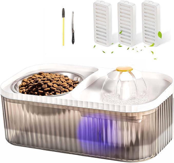 Marchul Cat Water Fountain and Stainless Steel Food Bowl, 100oz/3L Super Quiet Automatic Pet Water Dispenser with Smart Pu...