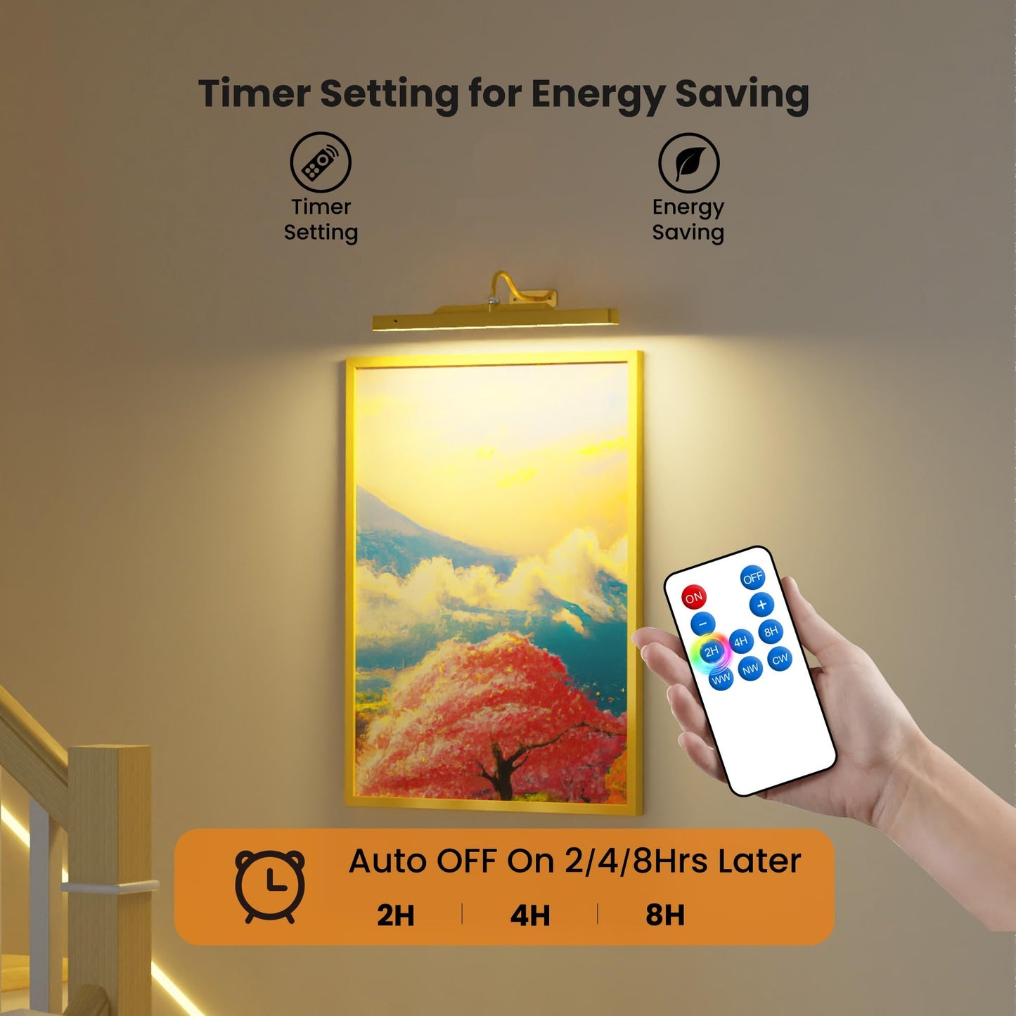Craftersmark Picture Light Gold 2Pack, 5000mAh Battery Opertated Cordless Picture Lights for Wall, 16in CCT Dimmable with Touch Control for Wall Painting,Frame, Portrait, Dartboard