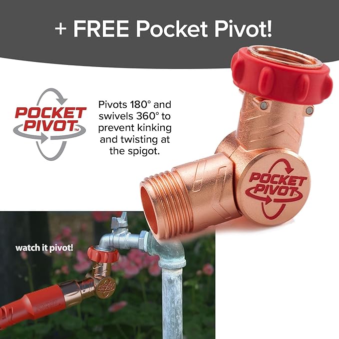 Pocket Hose Copper Head Expandable Garden Hose 100 ft with Pocket Pivot, No Tangles, AS SEEN ON TV, 360° Swivel, Tri-Tex Tubing, Force Field Jacket, Lead-Free, No-Kink, Anti-Burst w/APT