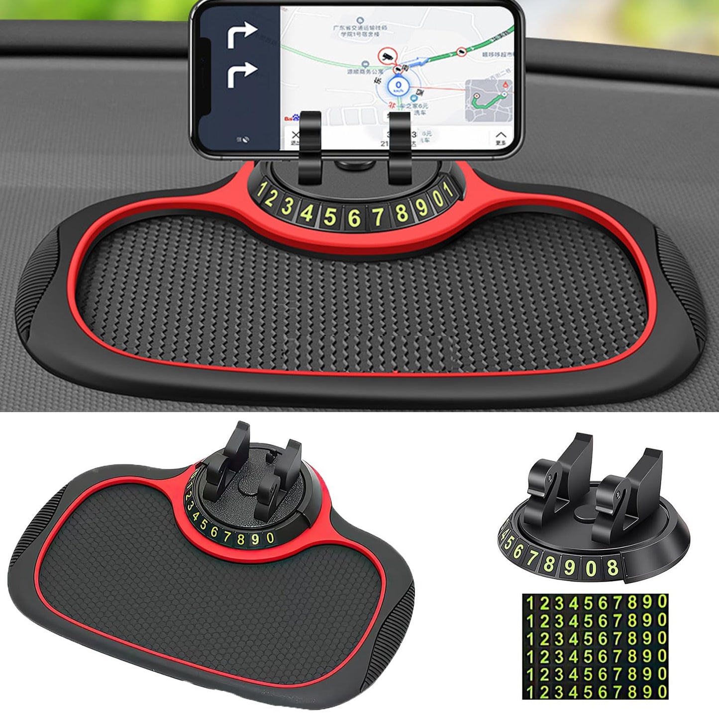 Multifunction Car Anti-Slip Mat With Auto Phone Holder And Extra Large Pad For Phones, Keys, Gadgets