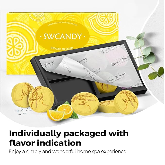 Shower Steamers Aromatherapy Birthday Gifts for Women Travel Essentials, 8 Pcs Lemon, Bath Bombs Shower Bombs with Natural Essential Oils, Relaxation Home SPA