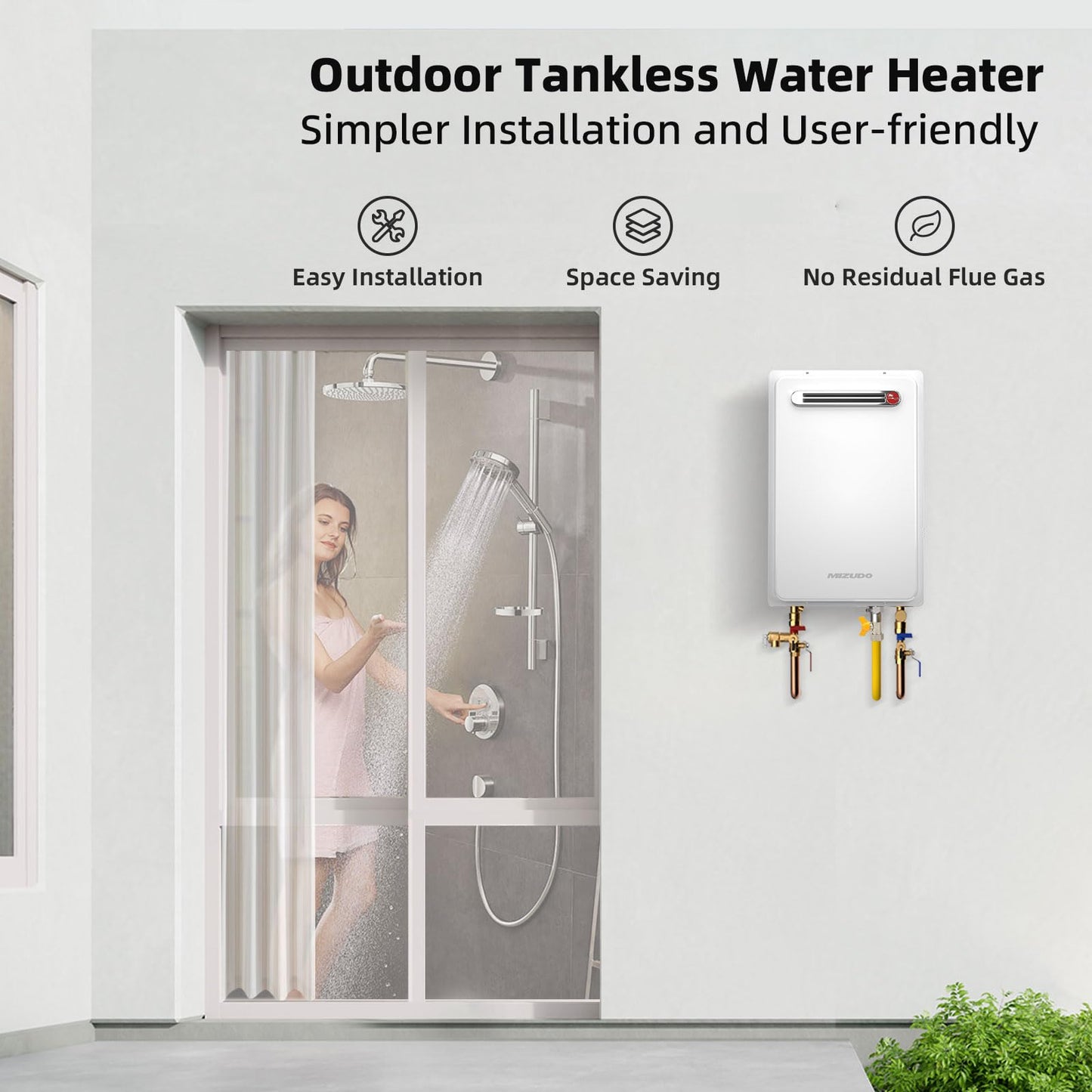 MIZUDO Tankless Water Heater Propane Outdoor Installation Max 5.1 GPM 120,000 BTU CSA Certified Constant Temp High Power On Demand Hot Water Heater for Big Family Whole House, Gen 2