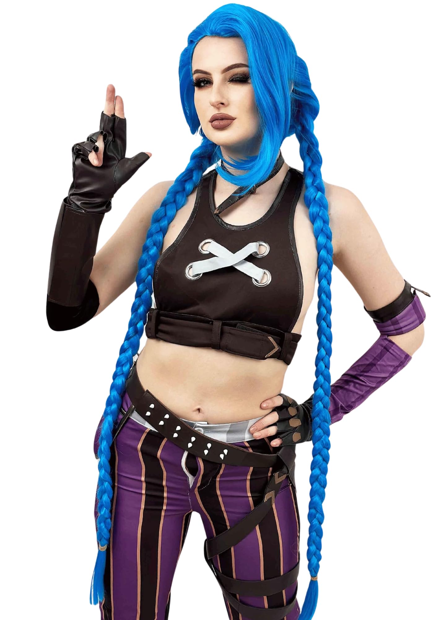 ALLAURA Blue Braided Cosplay Wig for Women Anime - Compatible with Jinx Cosplay Halloween Anime Party Heat Resistant