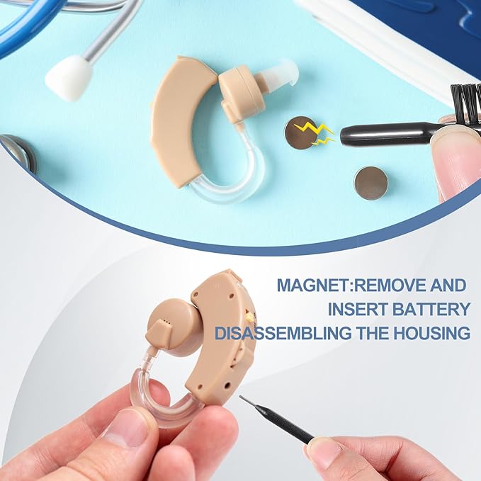 Patelai 10 Pieces Hearing Aid Cleaning Kit Multi Functional Hearing Aid Brush Cleaning Tools for Earbuds,Headphones, Amplifiers with Wax Loop and Magnet Set with Case, Gifts for Relatives