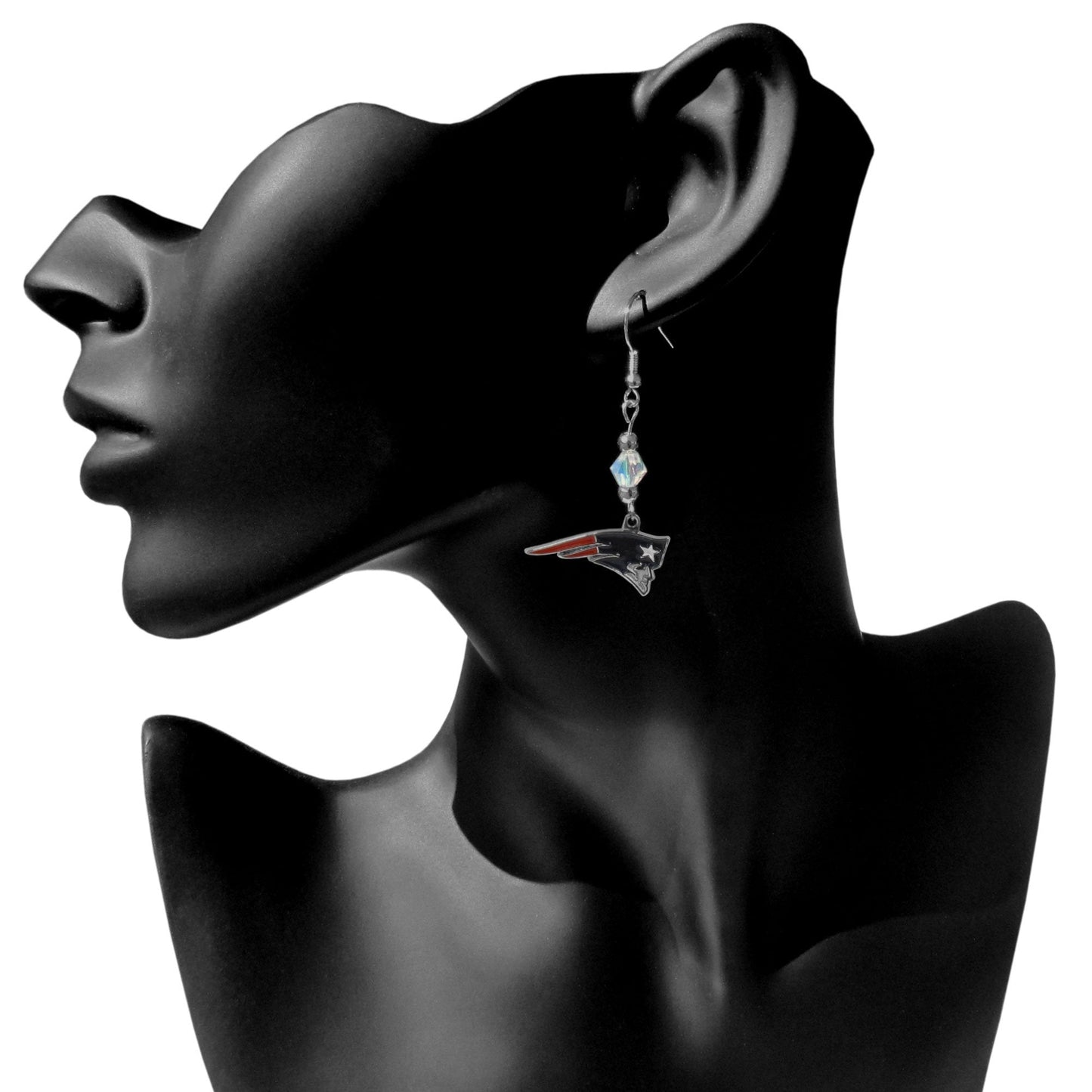 NFL Siskiyou Sports Womens New England Patriots Crystal Dangle Earrings One Size Team Color