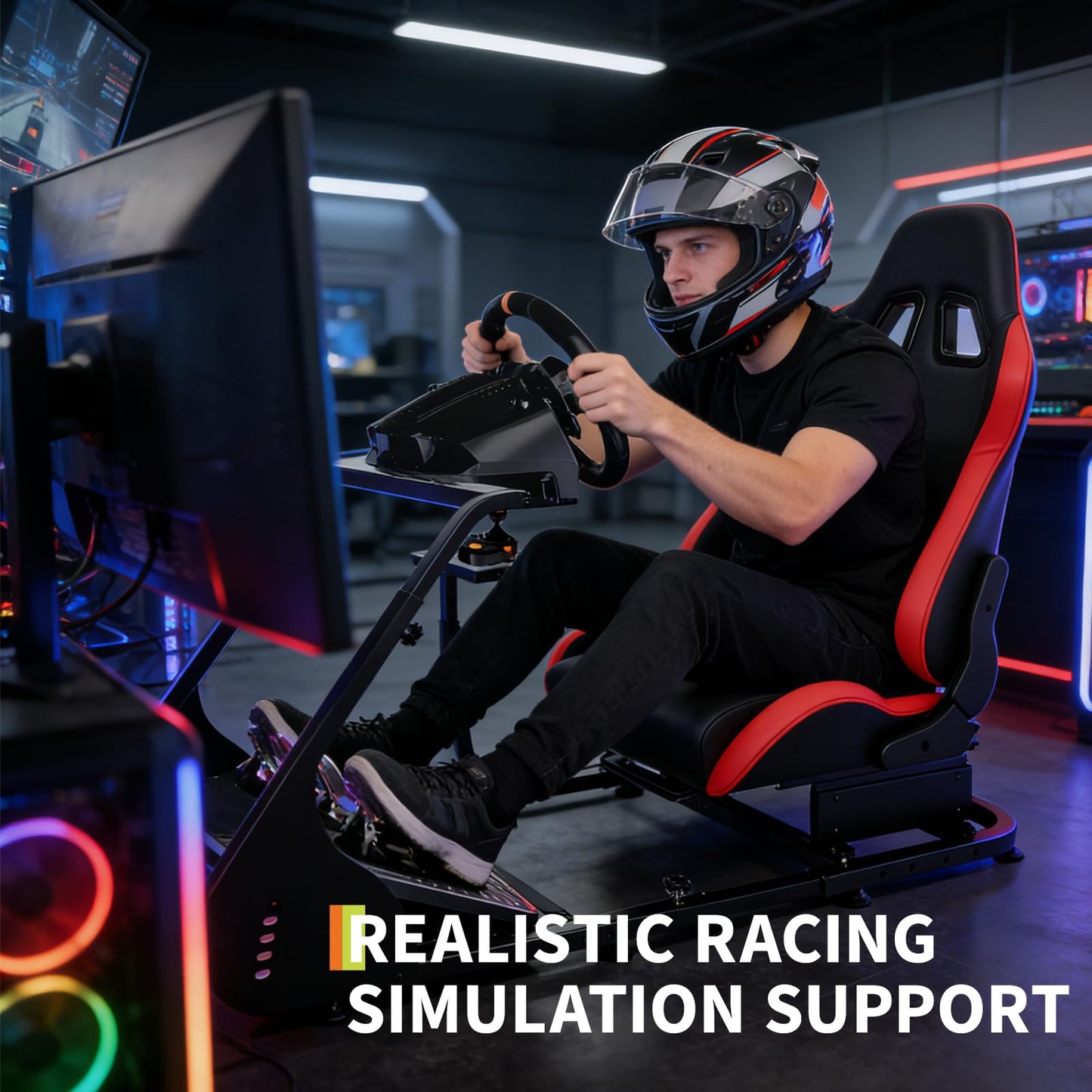 Racing Wheel Stand,Foldable Racing Simulator Cockpit for g923/g920/g29, Steering Wheel Stand & Foot Pedal Angle Adjustable,Sim Racing Cockpit for Thrustmaster t248p, Fanatec, Hori, Mad Catz.