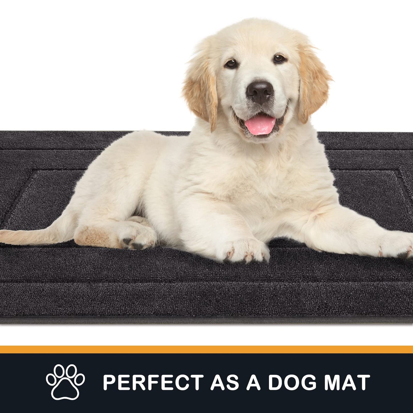 PURRUGS Dirt Trapper Door Mat 20" x 31.5", Non-Slip/Skid Machine Washable Entryway Rug, Dog Doormat, Super Absorbent Welcome Mat for Muddy Wet Shoes and Paws, Charcoal