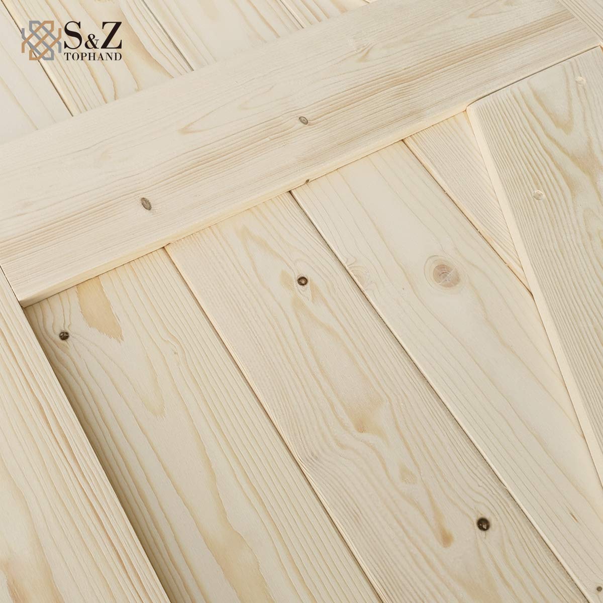 S&Z Tophand 24In X 84In Barn Door, 20-60 In Unfinished British Brace Barn Door/Modern Style/Solid Wood/Simple Assembly Is Requir