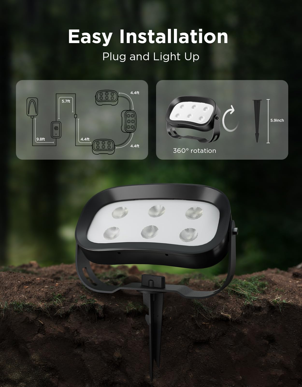 Govee Outdoor Tree Lights 3-Pack, RGBWIC LED Landscape Lighting, IP67 Waterproof, Outdoor Lights for Yard Patio Garden, 66 Scene Modes with App Control, Works with Alexa, Google Assistant, Matter