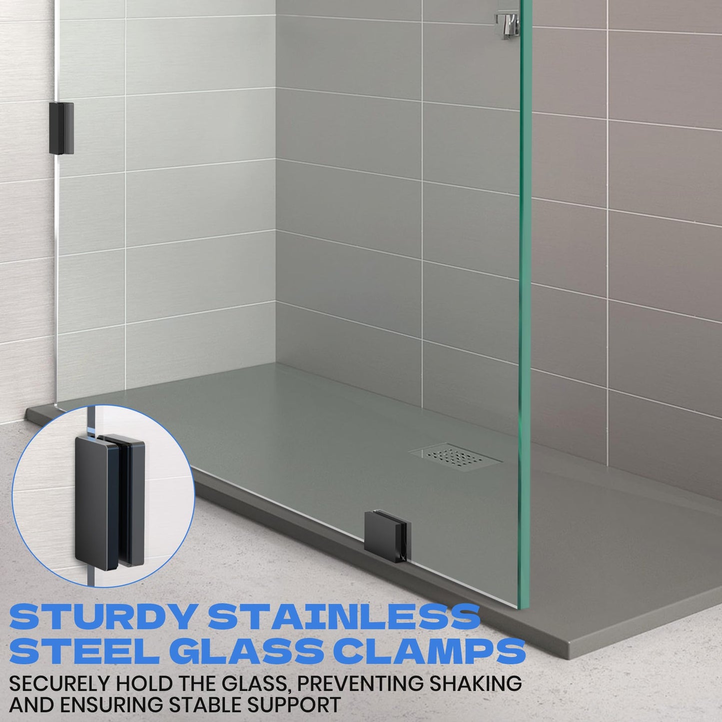 30.5" W x 78.75" H Shower Screen, Fixed Frameless Shower Glass Panel with 3/8"(10mm) SGCC Clear Tempered Glass, Single Shower Door for Bathroom (Matte Black, 30.5" W x 78.75" H)