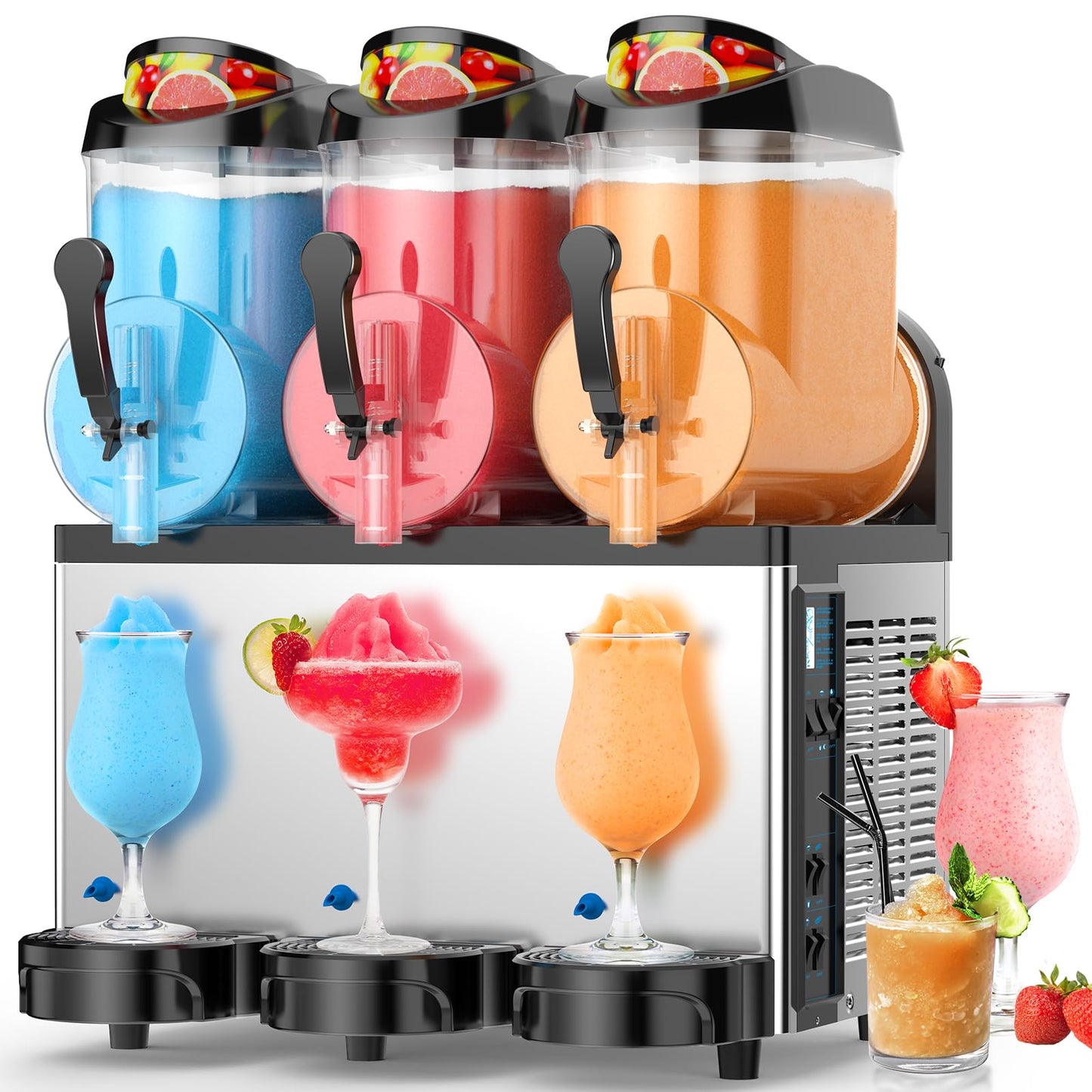 Ultimate Commercial Slushy Machine – 12X3 Tank Stainless Steel Slush Machine,Commercial Frozen Drink Maker for Juices, Margaritas, and Cocktails – Ideal for Bars and Restaurants