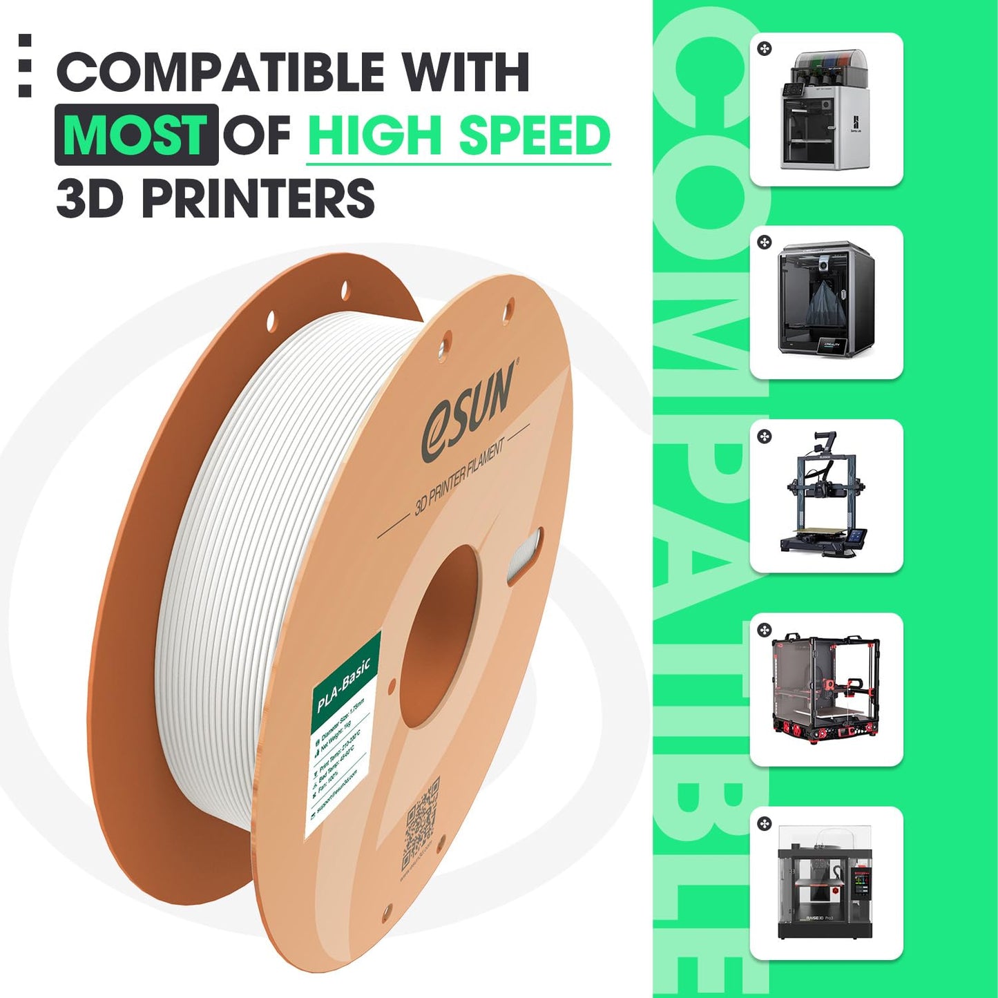 eSUN PLA Basic Filament 1.75mm, 1KG Spool (2.2 LBS) High Speed Printing 3D Printer PLA Filament,Designed for Fast Printing, Blue