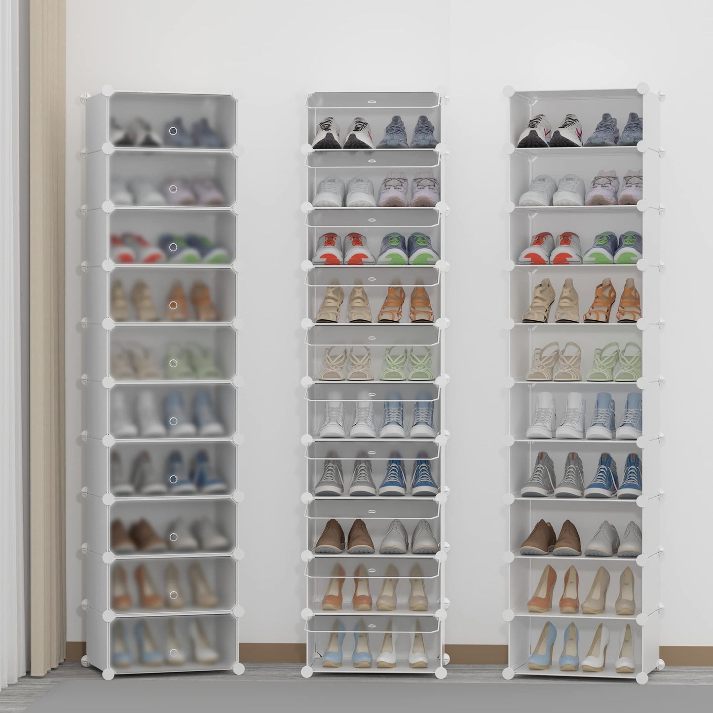 HOMIDEC Shoe Storage, 10-Tier Shoe Rack Organizer for Closet 20 Pair Narrow Shoes Shelf Cabinet for Entryway, Bedroom and Hallway