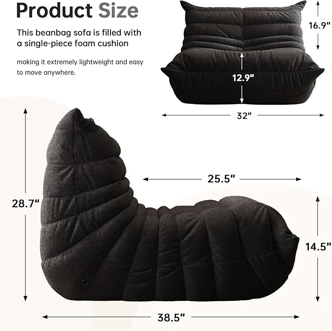 Selyteramy Oversized Bean Bag Chairs for Adults, Giant Beanbag Chair with Memory Foam, Comfy Lounge Chair Lazy Sofa for Apartment, Living Room, Bedroom, Office(Teddy Fabric)