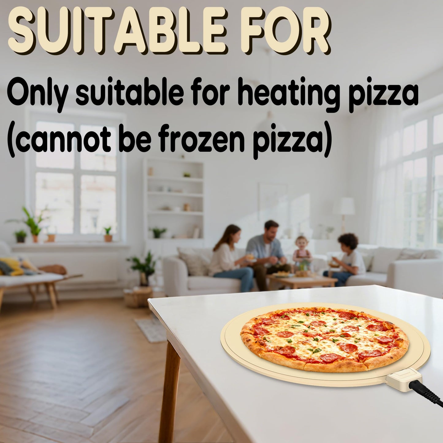 Smilesilk Portable Silicone Pizza Warming Mat - Roll Up Electric Food Heating Pad Tray, Fast Even Heating for Buffet Parties, Foldable Hot Plate Warmer for Home Kitchen Gifts (khaki)