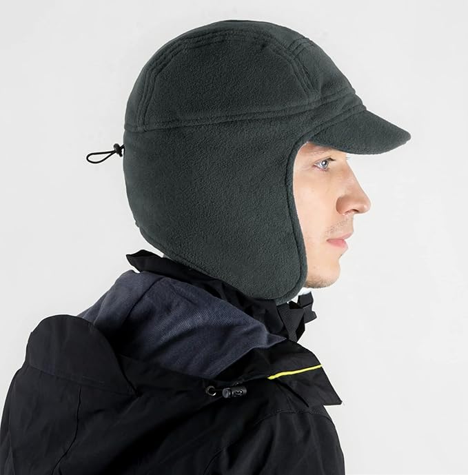 Connectyle Men's Sherpa Lined Warm Winter Hats with Visor Windproof Earflap Hat Outdoor Thermal Skull Cap Trapper Hat