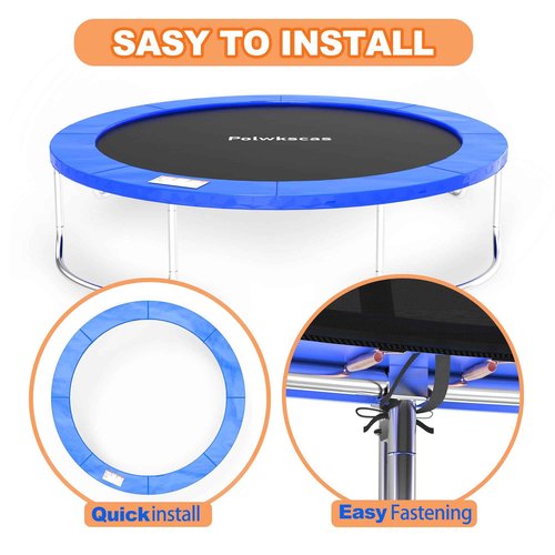 Polwkscas Trampoline Pad 10ft 12ft 14ft 15ft 16ft Trampoline Replacement Safety Pad, Waterproof and Tear-Resistant Safety Spring Cover Round Frame Pad, Trampoline Pad Replacement (Blue, 14FT)